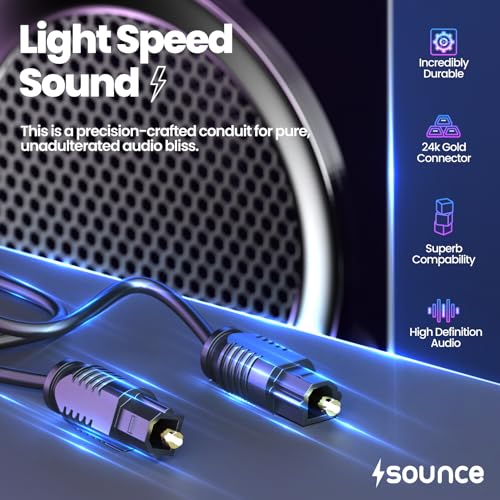 Sounce Digital Fiber Optical Audio Dolby Cable with 8 Channel (7.1) Audio support, Gold Plated Connectors For Xbox, PS5, soundbars, Transmission,... - Image 3