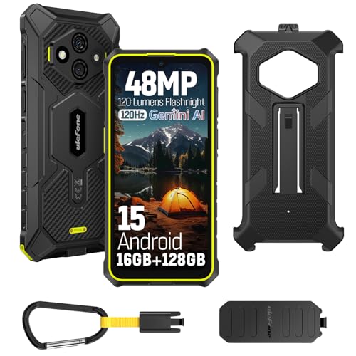 Ulefone RugKing 3 Pro Téléphone Portable Incassable Android 15, 16Go+128Go/SD-2To 5700mAh Batterie Octa-Core AI Smartphone 48MP + 8MP Caméra, 6,56
