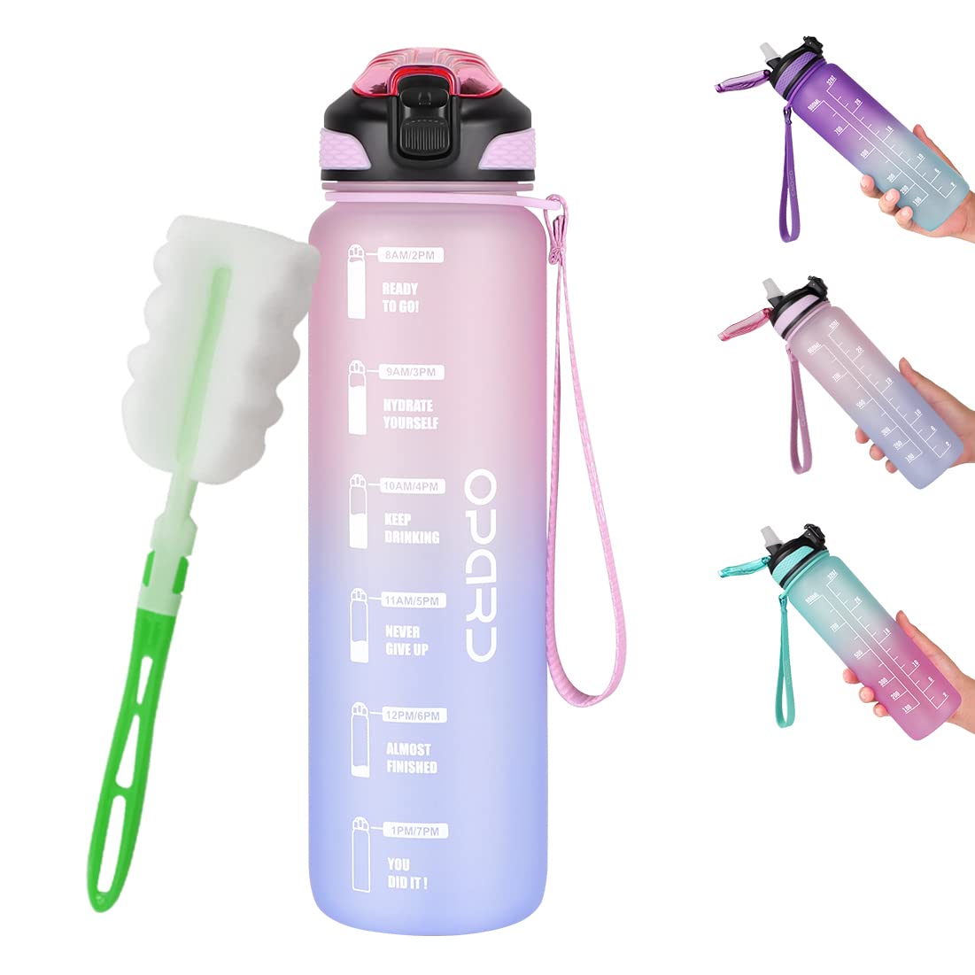 32oz Sports Water Bottle with Motivational Time Marker to Drink, Reusable BPA Free Water Bottles for Gym and Outdoor