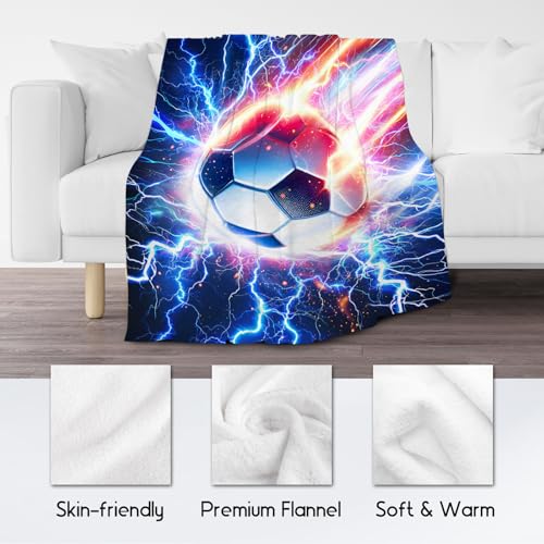 Soccer Blanket for Boys Throw Gifts - 30" x 40" Soft Plush Sport Theme Blankets for Kids