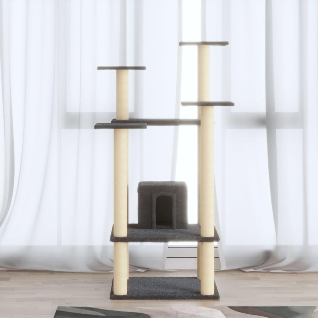 vidaXL Rascador para Gatos con Postes de Sisal Gris Claro 188 cm Mascotas