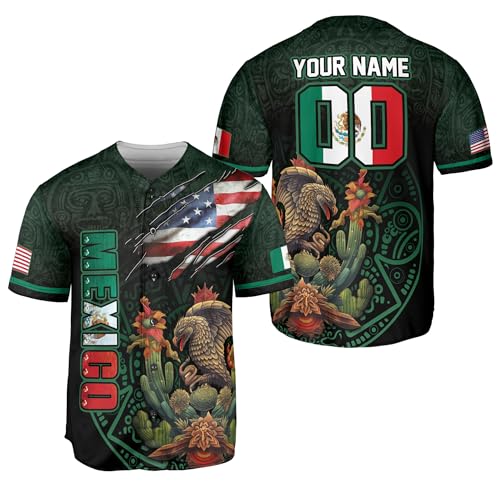 Jerseys personalizados Mexico para hombres, camiseta de futbol Mexico, camiseta mexicana de beisbol, camiseta de beisbol con bandera americana