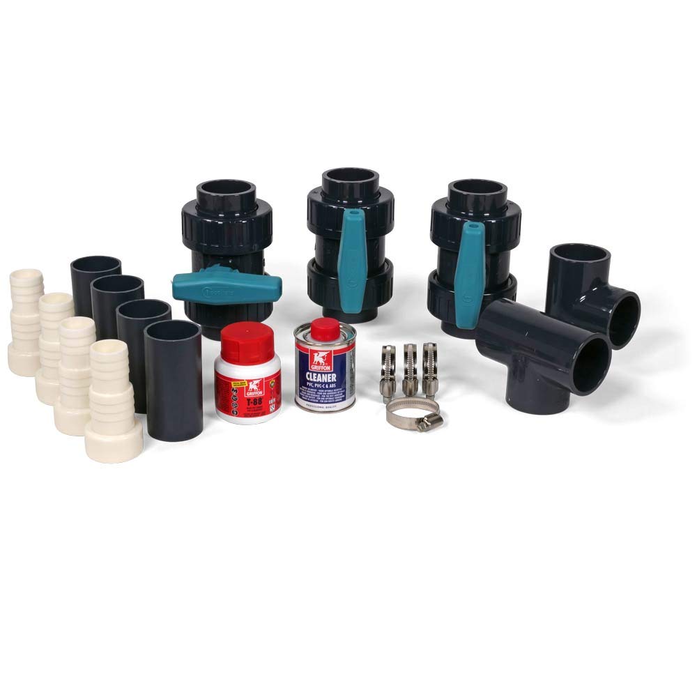Bypass-Set Complete inkl. Zubehör | Wärmepumpe Solarheizung Heizpumpe Anschluss Ø 50 mm Ø 38 mm | Schwimmbad Pool Steuerung Wasserzufuhr Temperaturregulierung Durchfluss Teich-BAU Flexrohr Schlauch