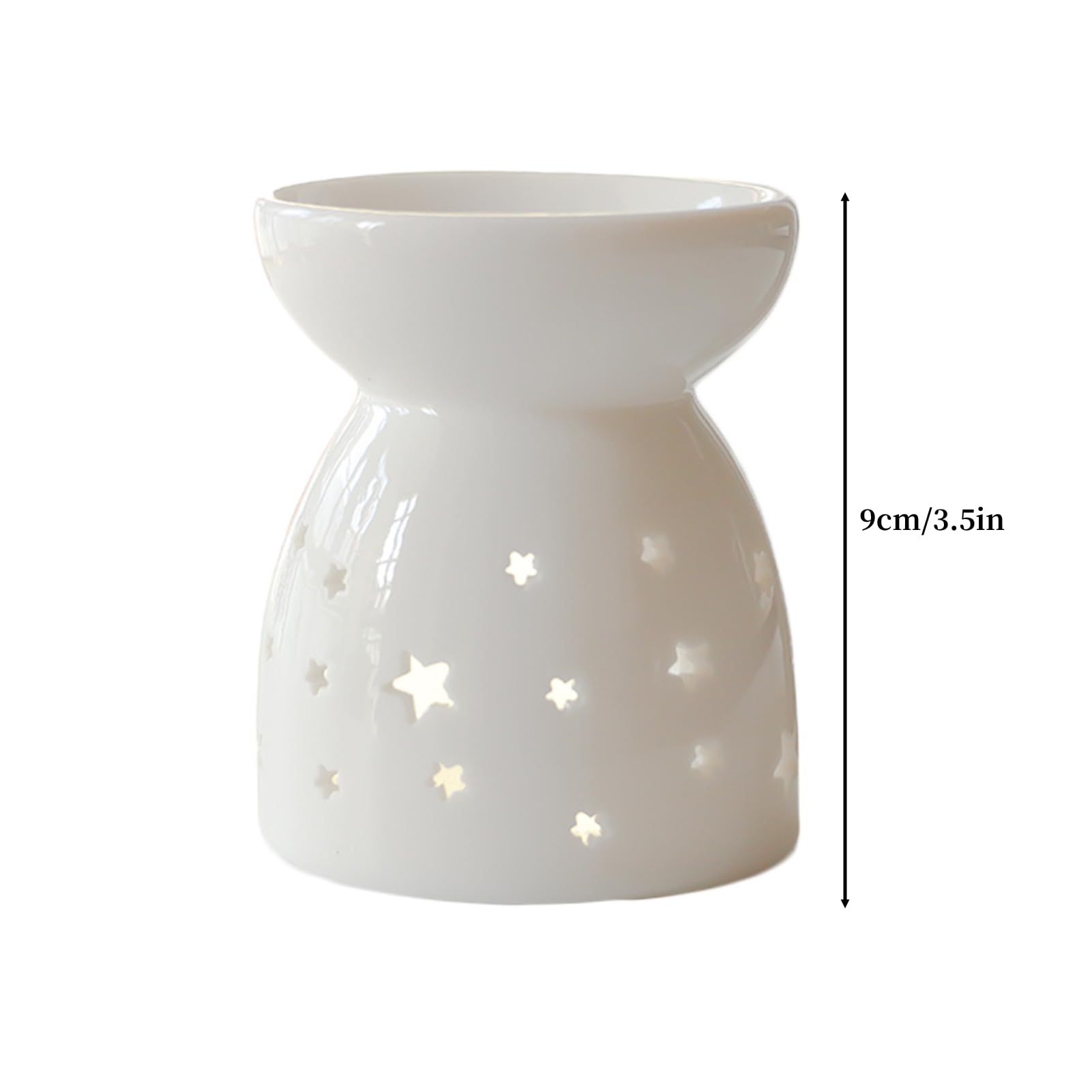Ceramic Tealight Candle Holder Oil, Night Fragrance Lamp Aromatherapy Wax Candle Tart Warmer Diffuser for Parlor Bedroom(Star)