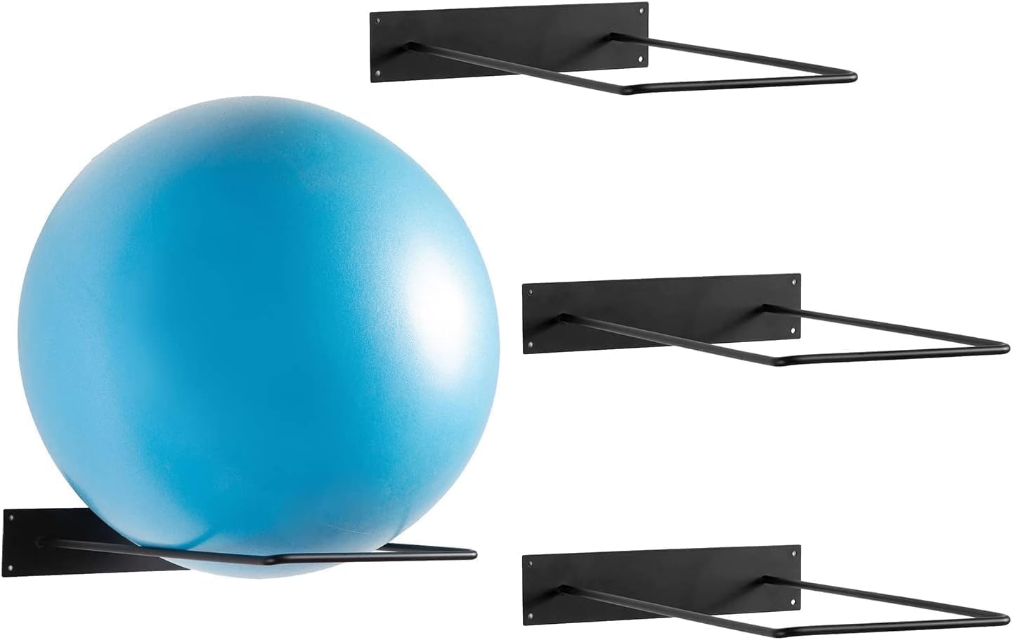 OGFC 38078 Black Metal Wire Wall Mounted Large Stability Ball Storage Rack, Yoga Studio Gym Exercise Ball and Equipment Organizer, Set of 2-image-43