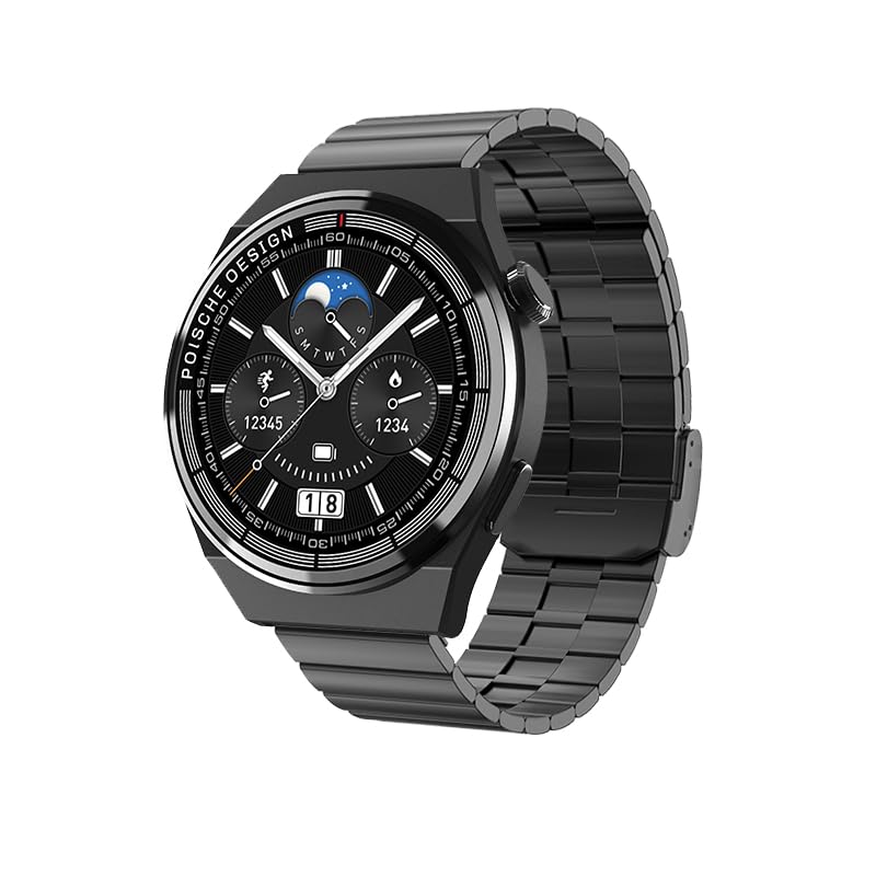 Beam Smart Watch with Its 1.39" Full-Touch Screen and 360 * 360 Resolution Round Display with 3 Straps Fcsw05-2, Black