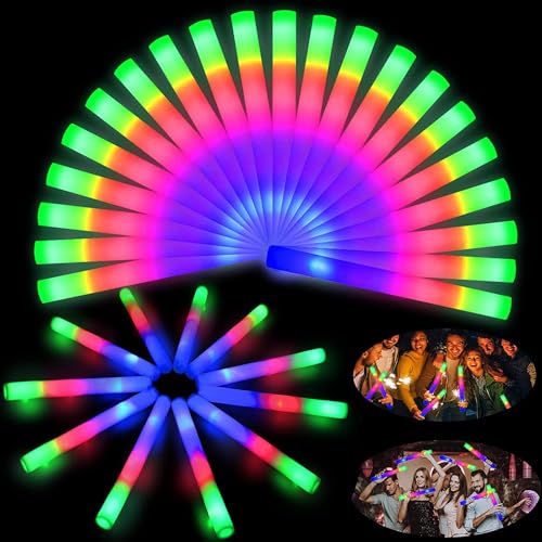 Lot de 102 bâtons à LED, bâtons lumineux en mousse à LED, multicolore bâtons lumineux,...