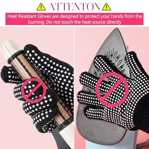Image of Riyiper 3 Pairs Heat Resistant Gloves for Sublimation, Gloves for Heat Press with Silicone Bumps Applies to Resistant Work, Hair Styling, Universal Fit Size (White)
