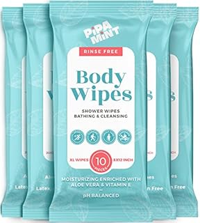 Body Wipes (5 Packs) 50 XL Shower Wipes Body Wipes for Adults Bathing, Traveling, Camping, Gym, Car, Adult Wipes for Elderly, Bedridden Bath Wipes - Disposable Washcloths for Adults No Rinse