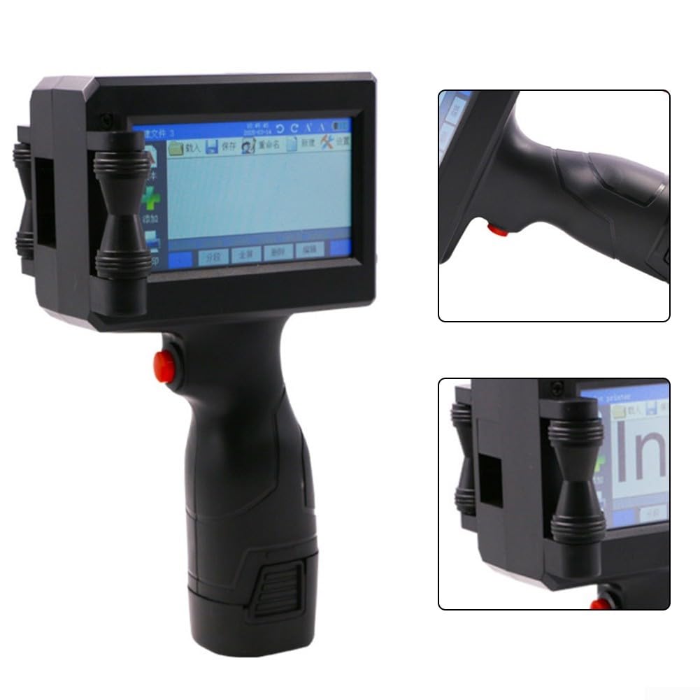 Stampante portatile a getto di inchiostro, touchscreen da 4,3 pollici per metallo legno vetro tessuto cartone, macchina di codifica 300-600DPI per codice QR numero lotto logo