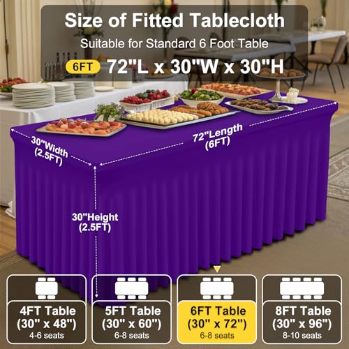 Image of Smiry 2 Pack Spandex Elastic Fitted Table Cloth Skirt for 6FT Table