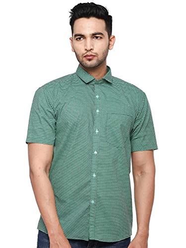 Image of Twist99 Men's Cotton Linen Half Sleeve Plus Size Shirt(Green)