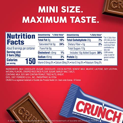 Crunch Milk Chocolate And Crisped Rice, Minis Individually Wrapped Candy Bars, 9.8 Oz, Resealable Share Size, 8 Pack #TOP6