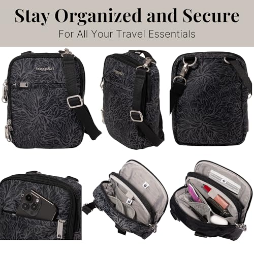 Image of Baggallini Securtex Anti-theft Mini Everything Crossbody Bag, 6.3 inchx8.25 inch Rfid, Locking Zippers & Cut-resistant Strap