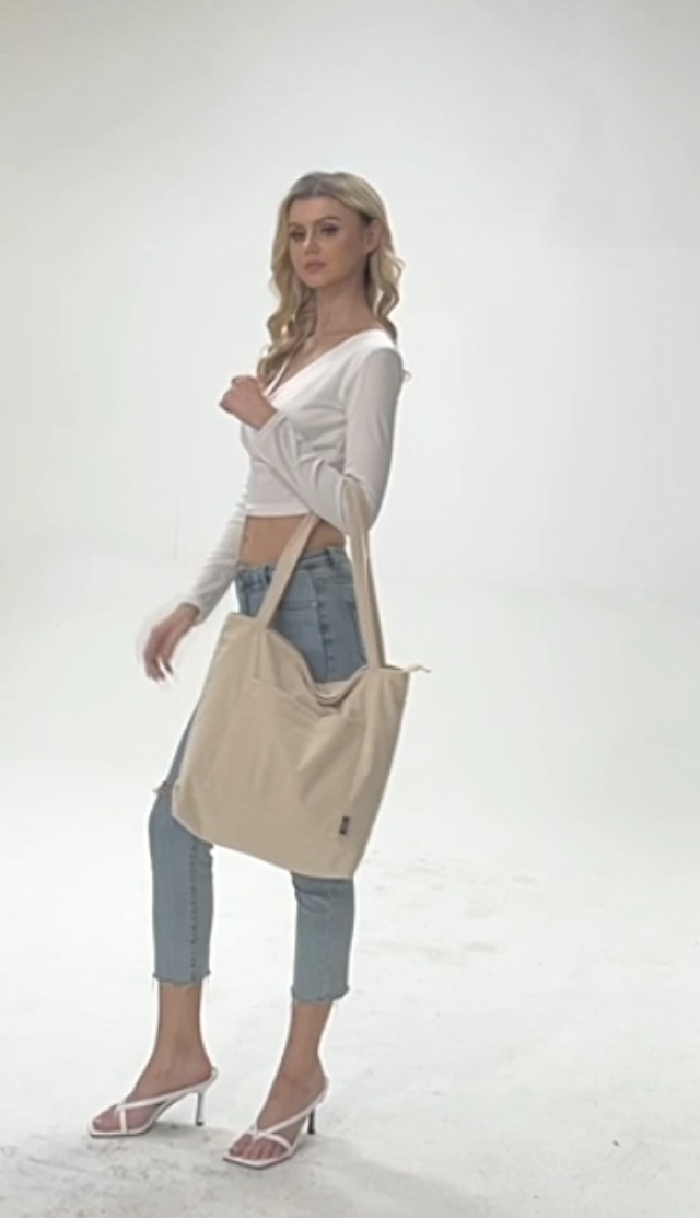 Bolso Tote para Mujer de Pana Grande con Bolsillo con Cierre miniatura 7