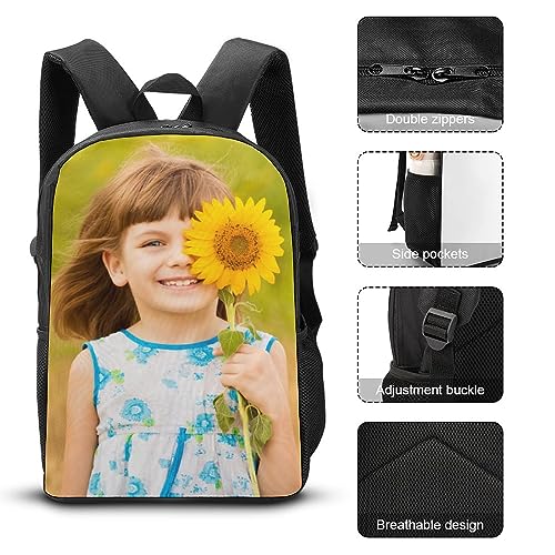 Custom Backpack and Pencil Case Set, Personalized Lightweight Backpack with Pencil Bag Add Your Image Photo Text, Customized 17Inch Backpack and Pencil Pouch For Women Men Girls Boys4