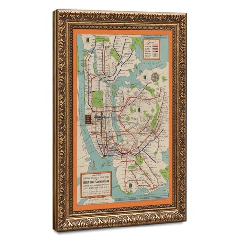 Poster vintage 1954 avec cadre suspendu en toile 61x91 cm
