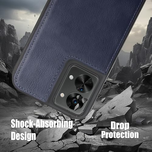 Image of Leather Case for OnePlus Nord 2T Premium Protective Stylish Slim Cover with Shockproof Raised Edges Blue