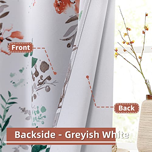 Image of MYSKY HOME Fall Curtains 108 Inch Length for Living Room Darkening Thermal Insulated Panels Floral Curtains Light Blocking Grommet Top Vintage Classical Curtain, W 52 inch, 2 Panels, Orange