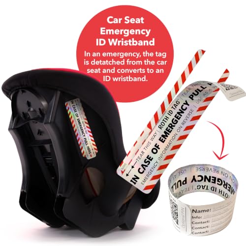 Image of Emergency Contact Identification System for Car Seats, Booster Seats, Baby Gear | Original ROTH ID TAG Kit (2 Tags)