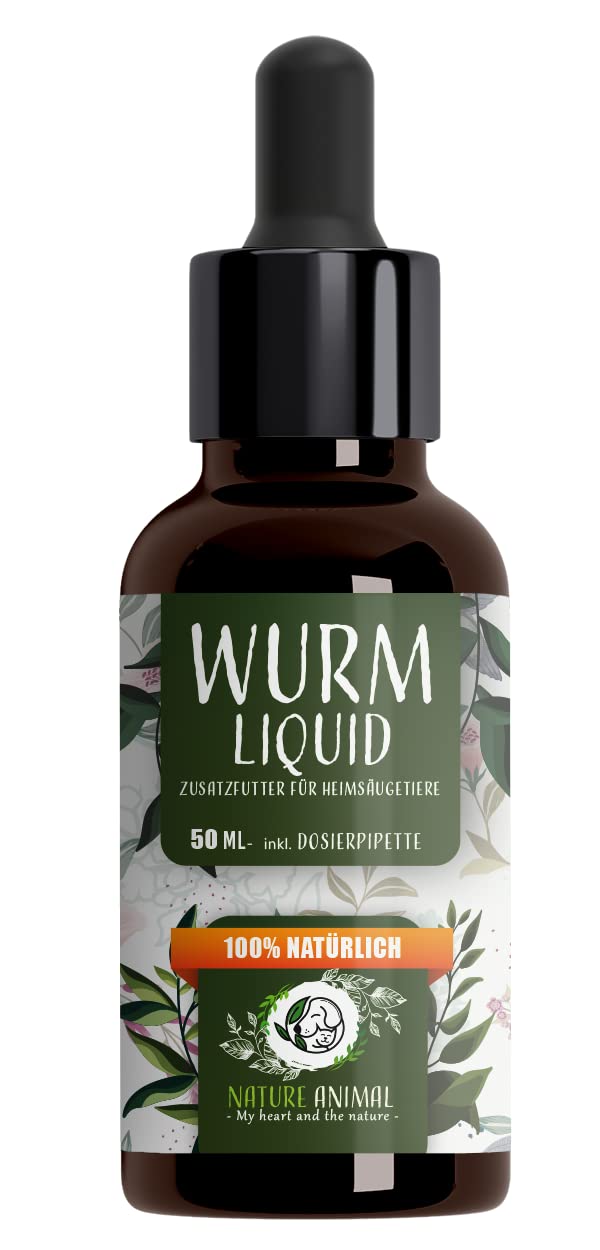 Nature Animal® Vermifuge liquide pour chien et chat – La façon naturelle de déparasiter – Traitement liquide hautement dosé, huile végétalienne de haute qualité – Pour l'amour de votre ami à quatre