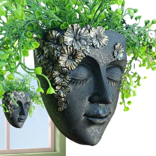 Genérico Pot de Fleurs Mural en résine avec tête | Pot de Fleurs en résine fixé au Mur, Vase de succulentes et Mignonnes - Vase pour, Pot DEC