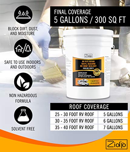 image for Ziollo RV Roof Sealant - Leak Repair 100% Silicone Liquid Rubber - Pre