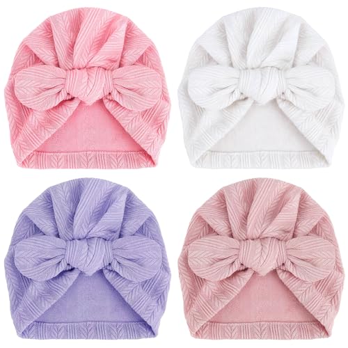 DRESHOW BQUBO Newborn Baby Bow Knot Turban Hat Hospital Hat Baby Infant Beanie Hats for Boys Girls 0-12 Months