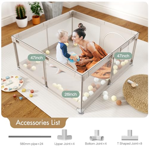 Image of Baby Playpen,Playpen for Babies and Toddlers, Play Pen for Kids, Play Pen for Babies and Toddlers (47 * 47 inch playpen Without mat)