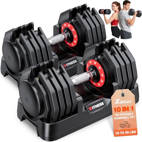 XDDIAS Adjustable Dumbbell Set of 2-25LB/55LB Set-1Sec Adjustable Dumbbell Weights-5