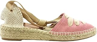 236HC - Alpargatas Planas Cintas Serraje - Alpargatas para Niña Serraje Piel Cintas Rosa Rosa - 35