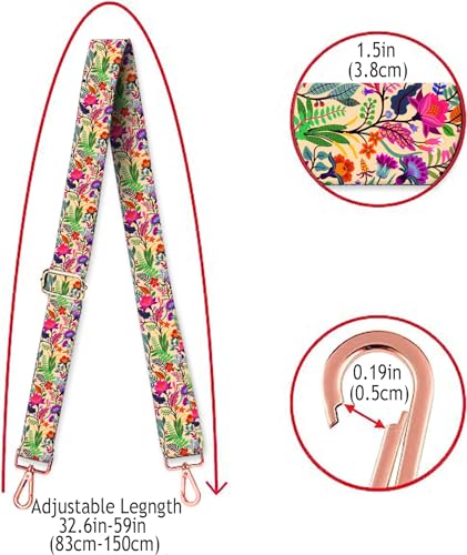 Image of Purse Strap Replacement Crossbody, 1.5 inch Rose-Golden Buckle Wide Shoulder Strap Adjustable, Cute Handbag
