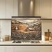 Tempered Glass Backsplash for Kitchen, Countryside Farmhouse Glass Backsplash, Copper Look Backsplash for Kitchen Wall, Rustic Kitchen Backsplash, Easy to Install Stove Backsplash
