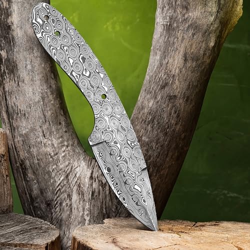 AMJ Crafts Damascus Steel RainDrop Hunting knife Blank, Tactical, Survival,