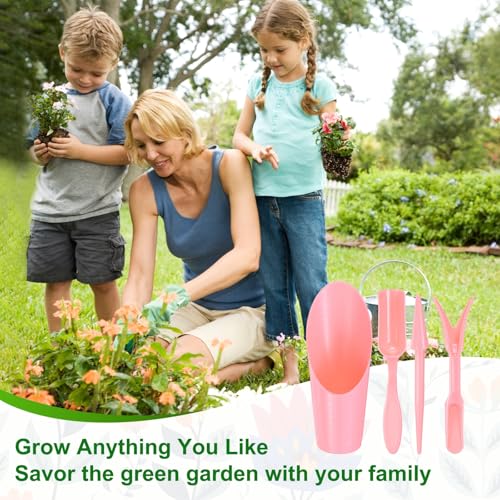 Set 4 piezas palas de mano para jardinería rosa miniatura 6