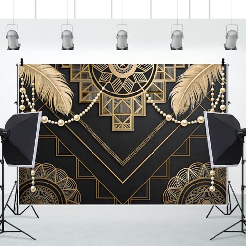 Fondo fotográfico Leowefowa 10x8ft negro y dorado miniatura 4