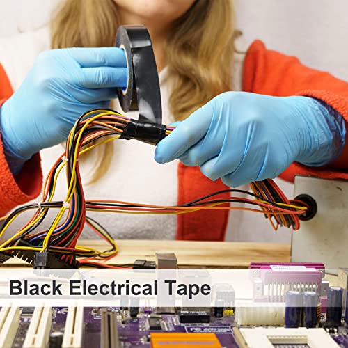 Image of Treela Black 66 ft 20 Rolls Electrical Tape 3 /4 Inch Waterproof Vinyl Electrical Insulating Tape Indoor Outdoor High Temperature Resistance Accessory for Wire and Cable (Pack of 2)