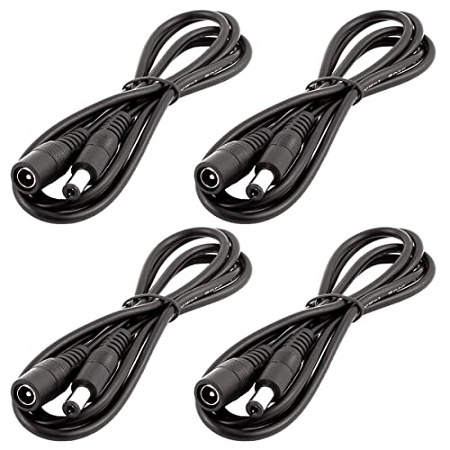 LitaElek - Extensiones de 1 m CC 12 V, 5,5 mm x 2,1 mm, Conector CC Hembra - Conector para Tira LED, cámara de videovigilancia, etc. - Negro