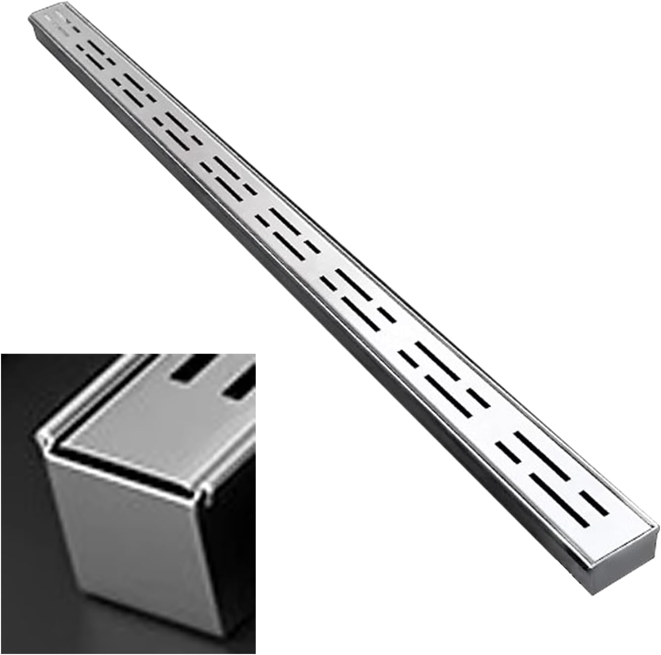 GLDYTVF Custom Trench Drain Kit with End/OutletStainless Steel Driveway Water Diverter Gutter 5x3cm (2x1 1/8") Efficient Floor Drainage System for Effective Water Management