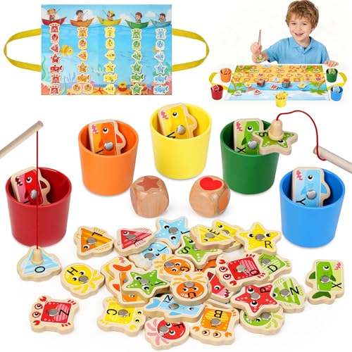 Lubolee Juguetes Niños 2 3 4 Años, Juguetes Montessori 2-3 Años de Madera para Pescar en Español - Juegos Educativos Niños 2-3 Años, Regalos Cumpleaños o Regalos Navidad Niños 2 3 4 5 6 Años