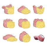 8 Pack Cartoon Funny Cookie Cutters and 1 Pack Baking Cups, San-Rio Plastic Biscuit Moulds, Fondant Cutters, Christmas Cookie Cutters, Cake/Party Decorations for Baking Kitchen Accessories