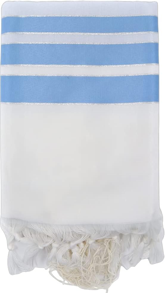 Miniatura 6 de Chal de oración tallit de tamaño completo, certificado Kosher, bendición en el cuello. Diseño y fabricado en Israel.