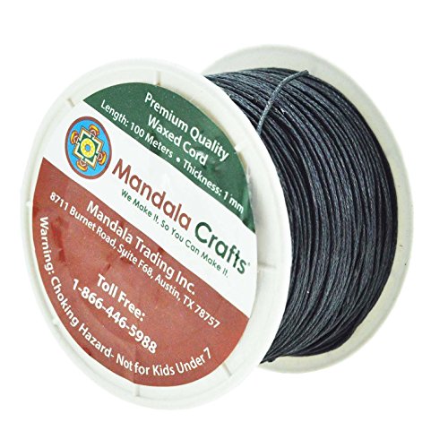 Mandala Crafts Black 1Mm Waxed Cord For Jewelry Making - 109 Yds Black Waxed Cotton Cord For Jewelry String Bracelet Cord Wax Cord Necklace String #TOP1