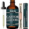 Organic Castor Oil for Face (2oz) + FREE Filled Mascara Tube, 100% Pure USDA Eyebrow Eyelash Growth Serum, Cold Pressed, Hexane Free Hair Lash Serum