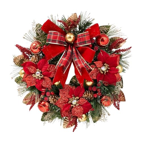 HOLIDAY TREE 22" Christmas Wreath Classic Red – Handcrafted Holiday