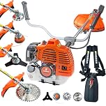 NISSER 52cc Petrol Garden Brush Cutter Strimmer Line Weed Moss Brush Trimmer Kit 2 Stroke Petrol 4 in 1 Kit