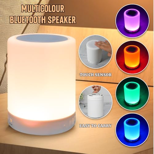 Image of Gift Me Bazar Led Touch Speaker with Portable Night Light | Smart Colour Changing Touch Control | Wireless Bluetooth Speaker | Bedside Table Lamp with Multicolored