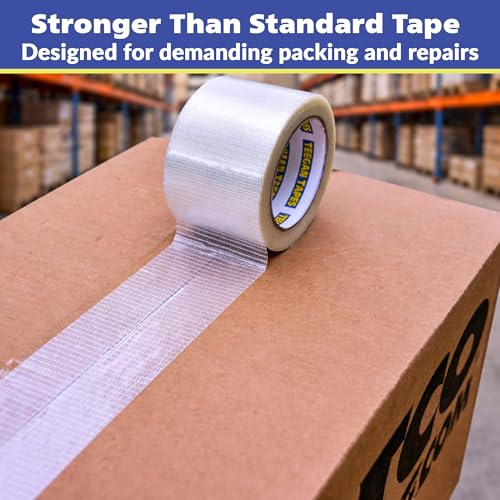Image of Gaffer Power Teegan Tapes Filament Tape 3 inch x 30 Yards - Reinforced Clear Strapping Tape for Heavy Duty Packing, Sealing & Repairs - Weather Resistant, Industrial Strength (Pack of 3)