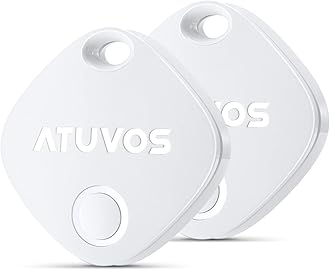 ATUVOSAir Tracker Tags-2 Pack, Bluetooth Luggage Tracker & Keys Finder Works with Apple Find My (iOS Only), Item Finders for Suitcases, Wallets, Bags, Waterproof IP67, Replaceable Battery, Anti-LostClimatePartner certified
