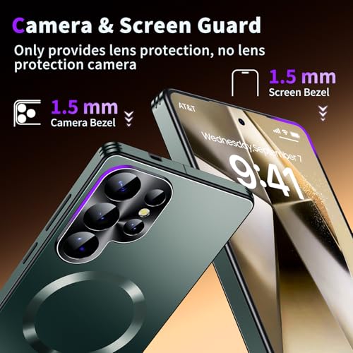 Image of for Samsung Galaxy S24 Ultra Case, Heavy-Duty Slim Design Compatible with MagSafe, Strong Magnetic Shockproof Protection for Screen & Camera Cover Case for Samsung S24 Ultra,Green